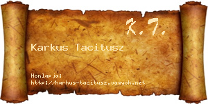 Karkus Tacitusz névjegykártya